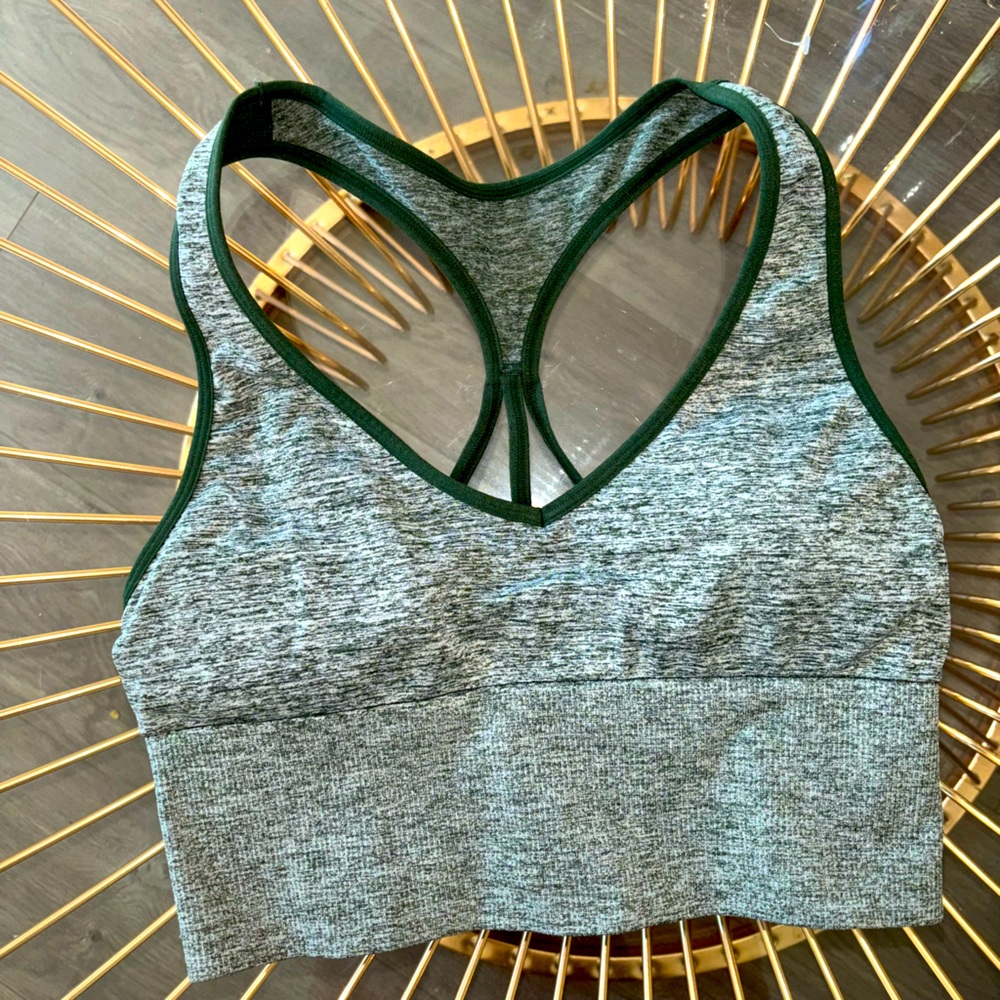 PINK green/gray sports bra